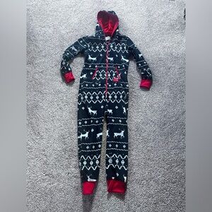 Black and Red Hooded Onesie Tipsy elves Men’s Medium